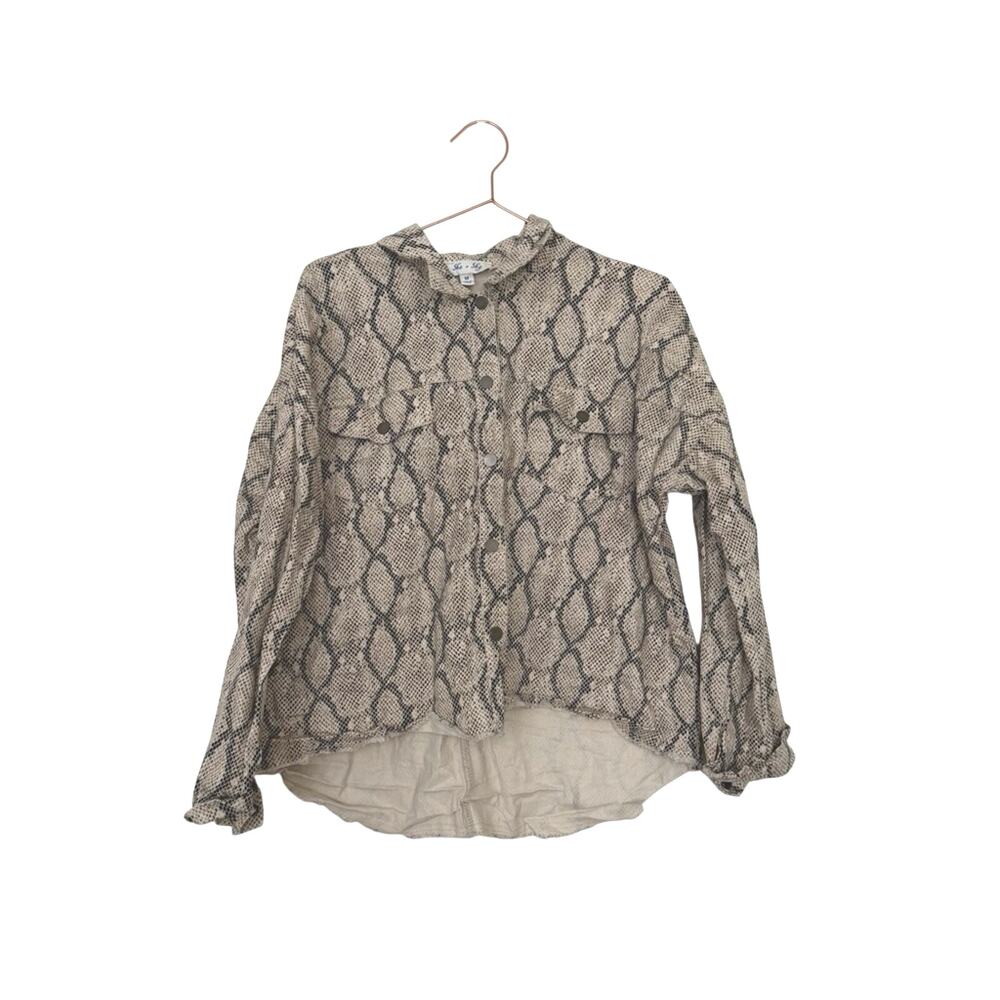 She + Sky Beige and Black Patterned Blouse jacket